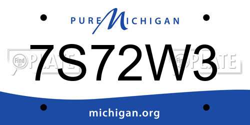 7S72W3 Michigan License Plate