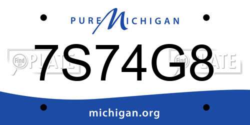 7S74G8 Michigan License Plate