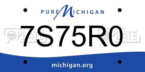 7S75R0 Michigan License Plate