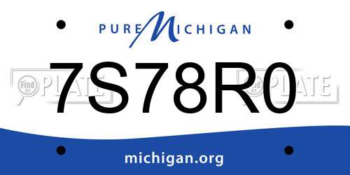 7S78R0 Michigan License Plate