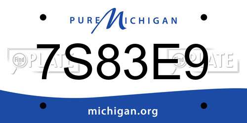 7S83E9 Michigan License Plate