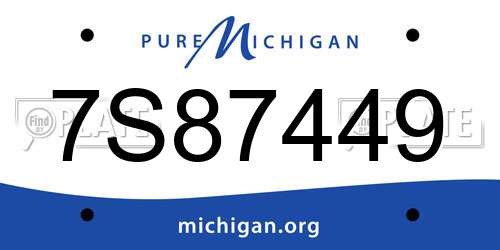 7S87449 Michigan License Plate
