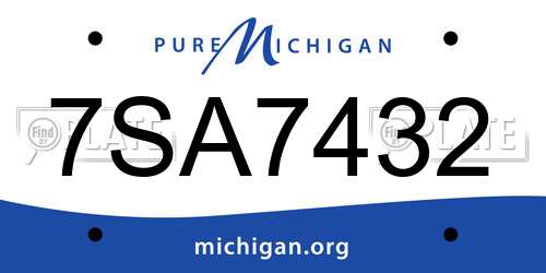7SA7432 Michigan License Plate