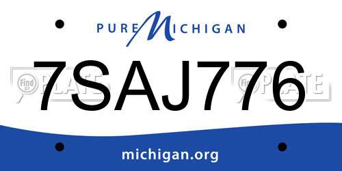 7SAJ776 Michigan License Plate