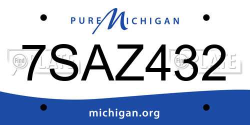 7SAZ432 Michigan License Plate
