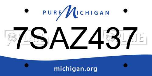 7SAZ437 Michigan License Plate
