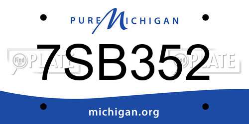 7SB352 Michigan License Plate