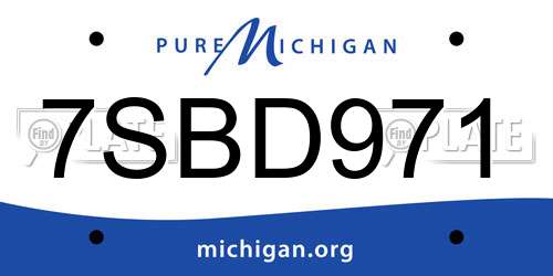 7SBD971 Michigan License Plate