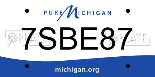 7SBE87 Michigan License Plate