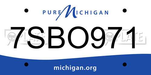 7SBO971 Michigan License Plate