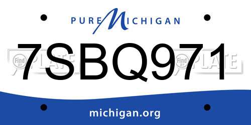 7SBQ971 Michigan License Plate
