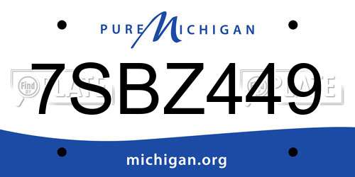 7SBZ449 Michigan License Plate