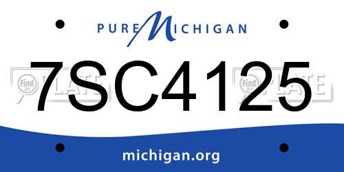 7SC4125 Michigan License Plate