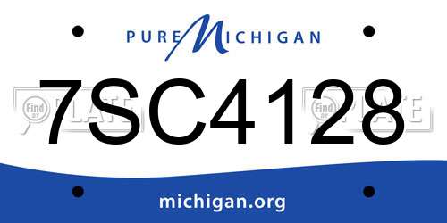 7SC4128 Michigan License Plate