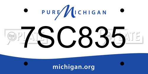7SC835 Michigan License Plate