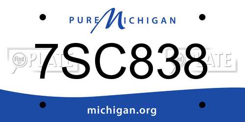 7SC838 Michigan License Plate