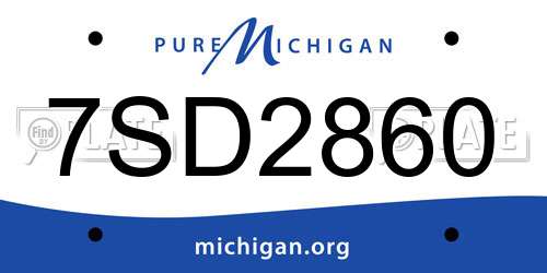 7SD2860 Michigan License Plate