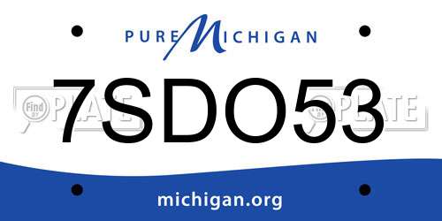 7SDO53 Michigan License Plate