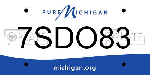 7SDO83 Michigan License Plate