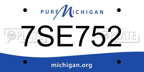 7SE752 Michigan License Plate
