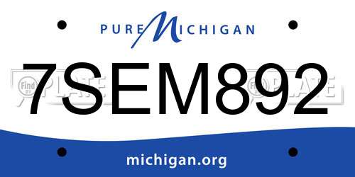 7SEM892 Michigan License Plate