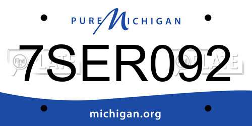 7SER092 Michigan License Plate