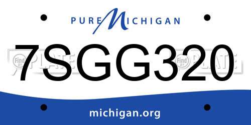 7SGG320 Michigan License Plate