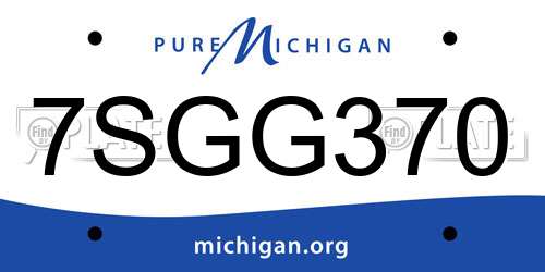 7SGG370 Michigan License Plate