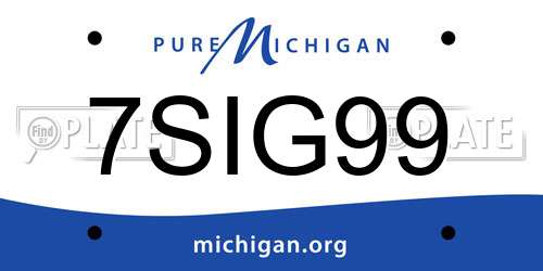 7SIG99 Michigan License Plate