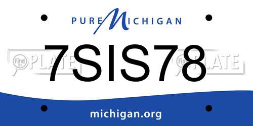 7SIS78 Michigan License Plate