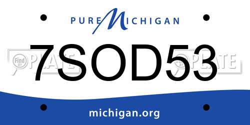 7SOD53 Michigan License Plate