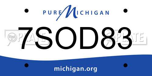 7SOD83 Michigan License Plate