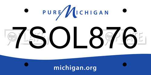 7SOL876 Michigan License Plate