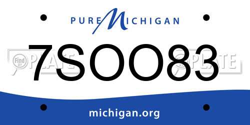 7SOO83 Michigan License Plate