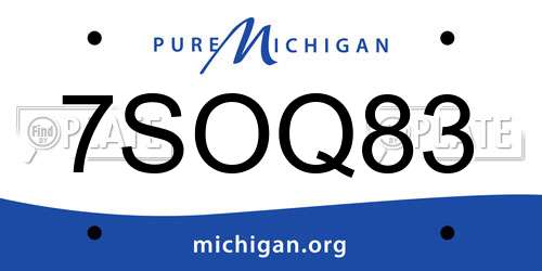 7SOQ83 Michigan License Plate