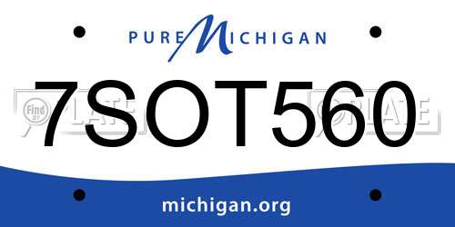 7SOT560 Michigan License Plate
