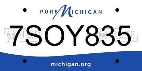 7SOY835 Michigan License Plate