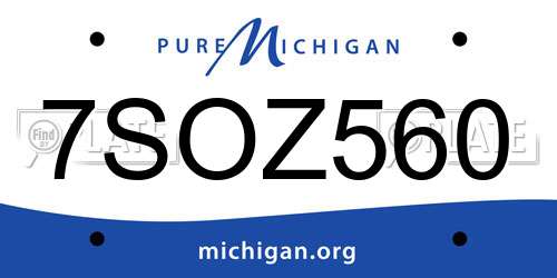 7SOZ560 Michigan License Plate