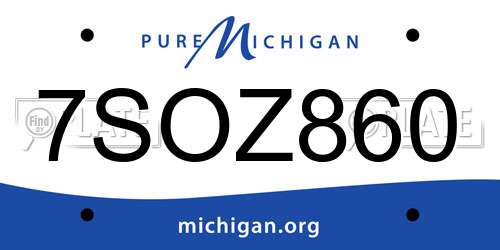 7SOZ860 Michigan License Plate