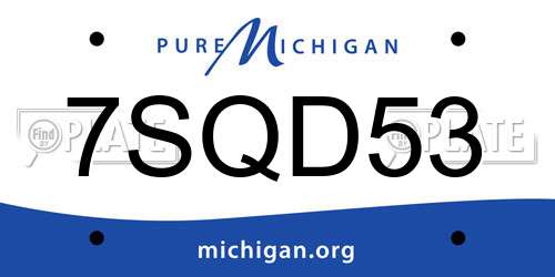 7SQD53 Michigan License Plate