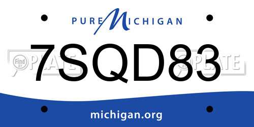 7SQD83 Michigan License Plate