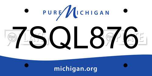 7SQL876 Michigan License Plate