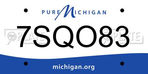 7SQO83 Michigan License Plate
