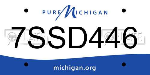7SSD446 Michigan License Plate