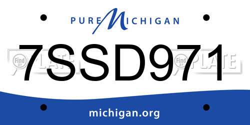 7SSD971 Michigan License Plate