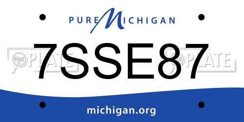7SSE87 Michigan License Plate