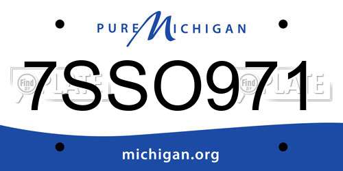 7SSO971 Michigan License Plate
