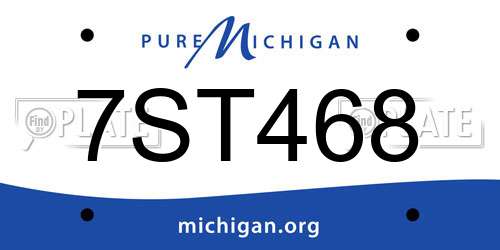 7ST468 Michigan License Plate