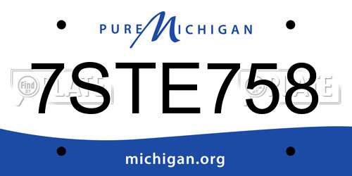 7STE758 Michigan License Plate