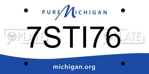 7STI76 Michigan License Plate